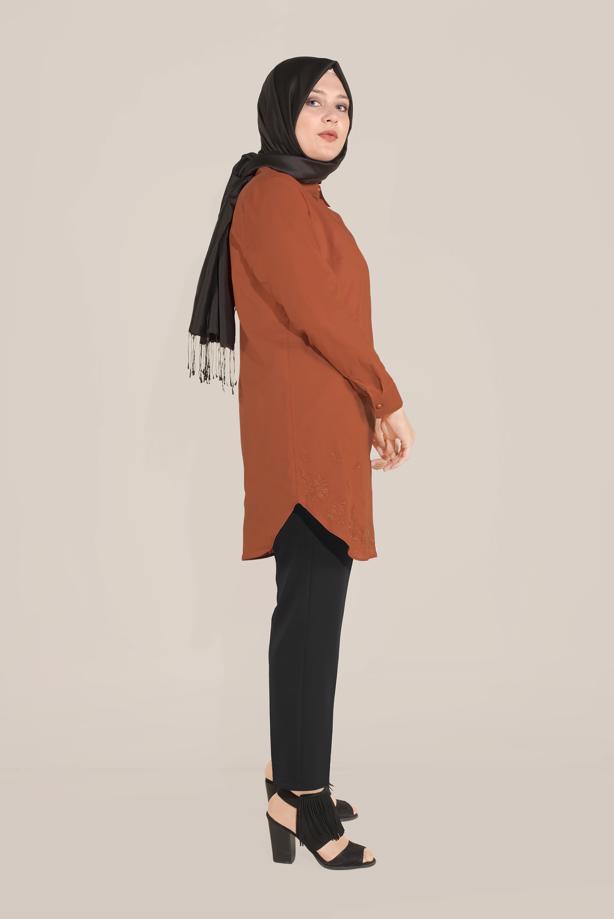 Vêtements hijab TABA ALVİNA TUNIQUE INVISIBLE EN COTON À BOUTONS 20045 - TRENDTESETTÜR