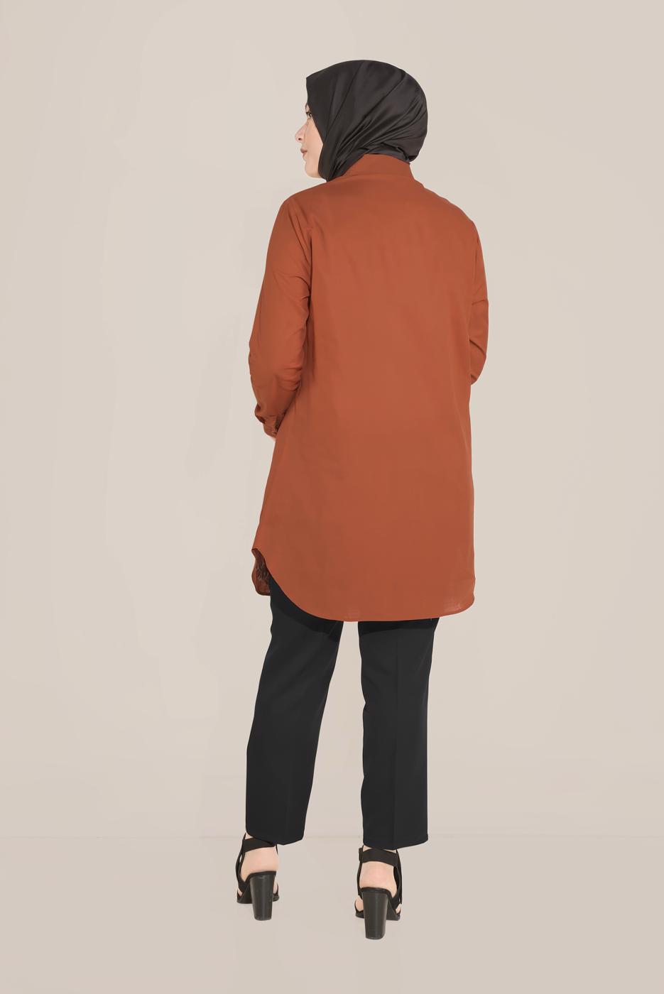 Vêtements hijab TABA ALVİNA TUNIQUE INVISIBLE EN COTON À BOUTONS 20045