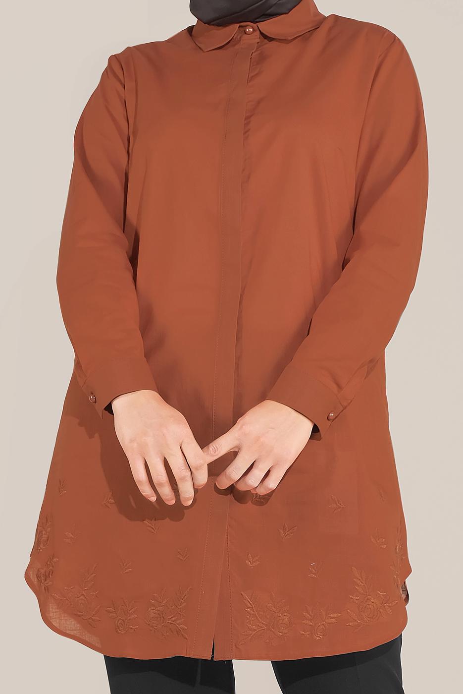 Vêtements hijab TABA ALVİNA TUNIQUE INVISIBLE EN COTON À BOUTONS 20045