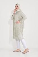 Hijab clothing CREAM GUIPURED SILVERY 2-PIECE TUNIC 20050 
