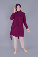 Vêtements hijab PRUNE ALVİNA TUNIQUE BRODÉE À VOLANTS 20054
