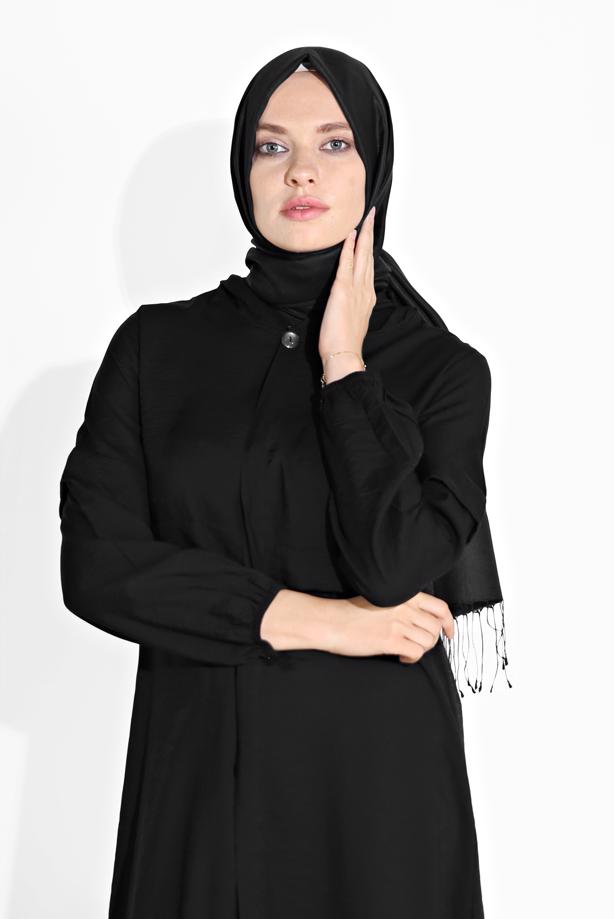 Vêtements hijab  BUTTON TRIMMED HOODED TUNIC 2304 - TRENDTESETTÜR