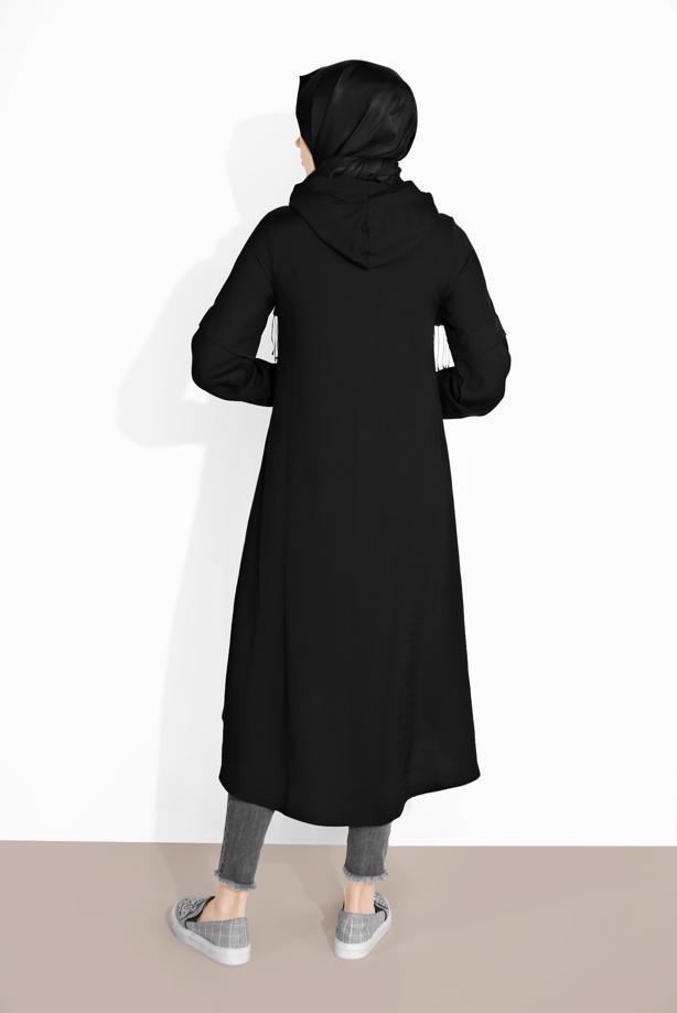 Vêtements hijab  BUTTON TRIMMED HOODED TUNIC 2304 - TRENDTESETTÜR