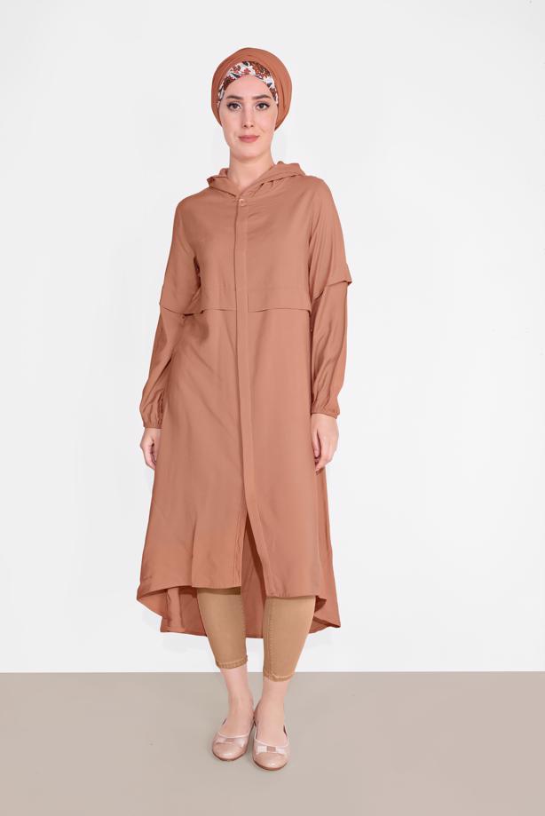 Vêtements hijab  BUTTON TRIMMED HOODED TUNIC 2304 - TRENDTESETTÜR