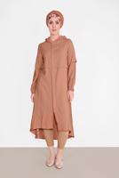 Vêtements hijab BRUN TUNIQUE BOUTONÉE À CAPUCHE 2304