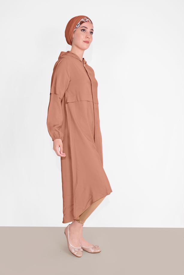 Vêtements hijab  BUTTON TRIMMED HOODED TUNIC 2304 - TRENDTESETTÜR