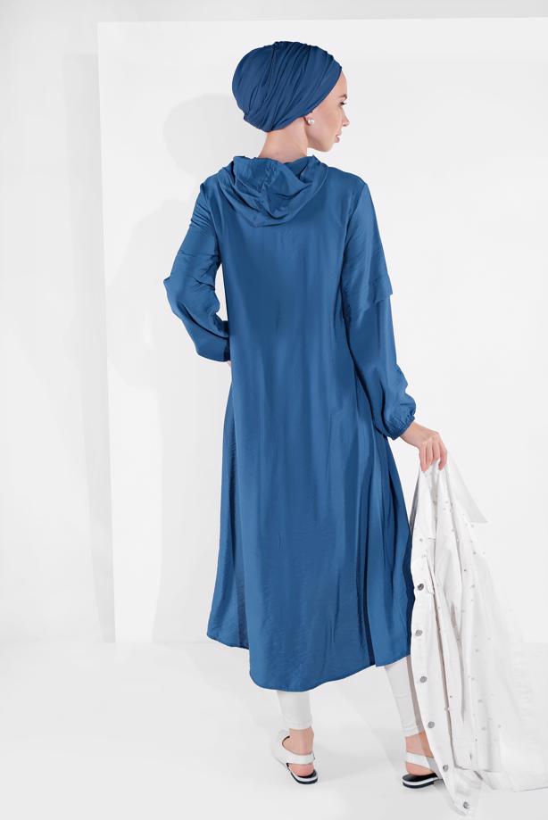 Vêtements hijab  BUTTON TRIMMED HOODED TUNIC 2304 - TRENDTESETTÜR