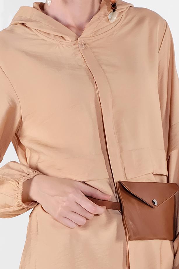 Vêtements hijab  BUTTON TRIMMED HOODED TUNIC 2304 - TRENDTESETTÜR