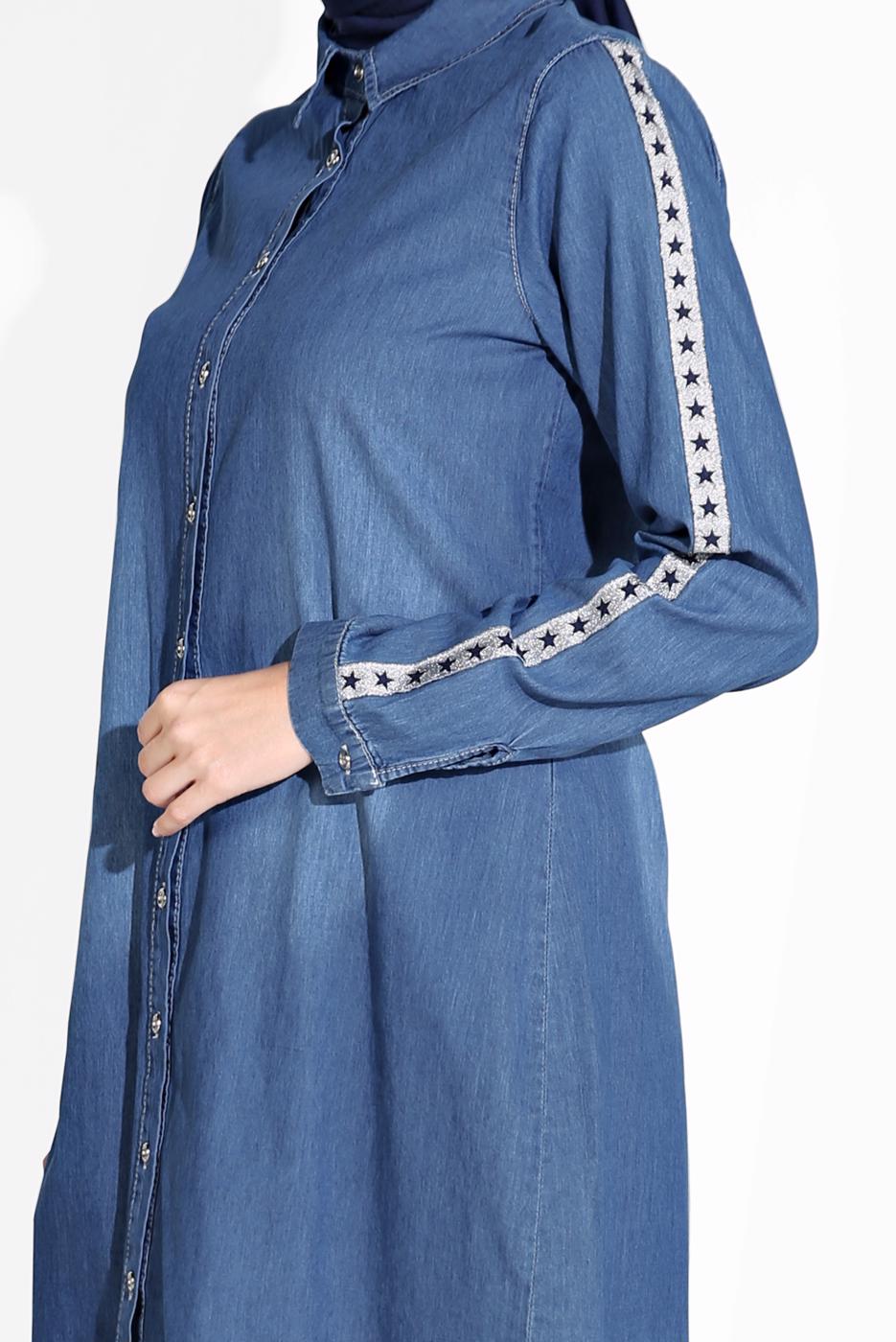 Hijab clothing NAVY BLUE BUTTONED TUNIC 2365