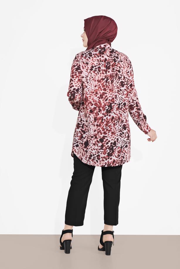 Vêtements hijab ROUGE BORDEAUX ALVINA TUNIQUE IMPRIMÉE 2857 - TRENDTESETTÜR