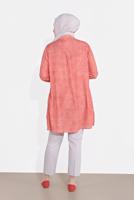 Tesettür giyim KAHVE BOYDAN DÜĞMELİ DESENLİ TUNİK 2870