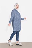 Vêtements hijab BLEU MARINE TUNIQUE À BOUTONS À MOTIFS 2870