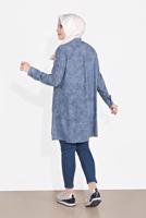 Vêtements hijab BLEU MARINE TUNIQUE À BOUTONS À MOTIFS 2870