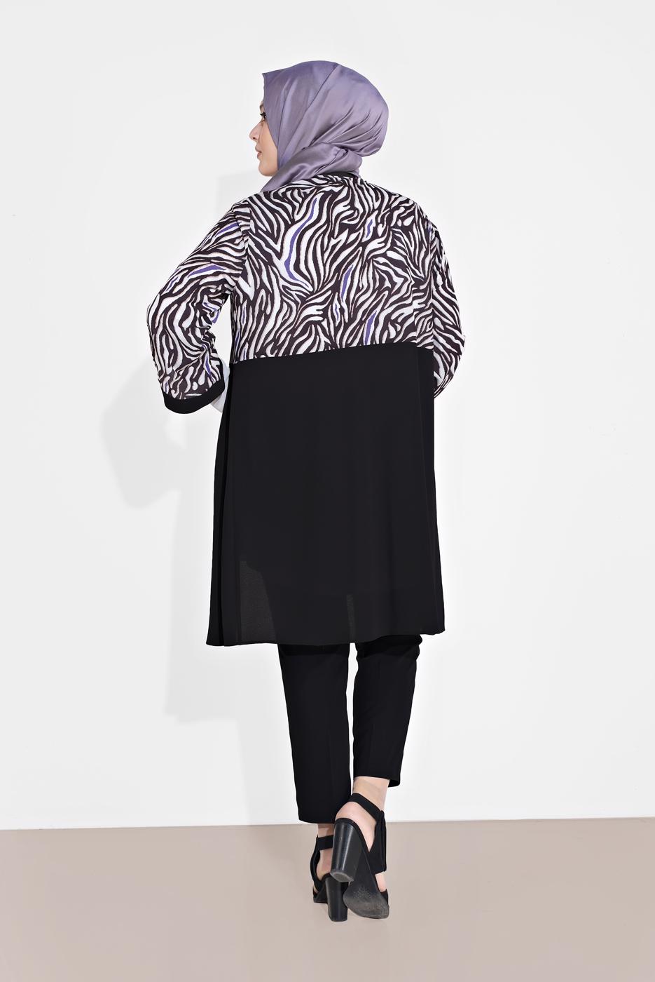 Vêtements hijab POURPRE TUNIQUE IMPRIMÉE ANIMALIER 2873 