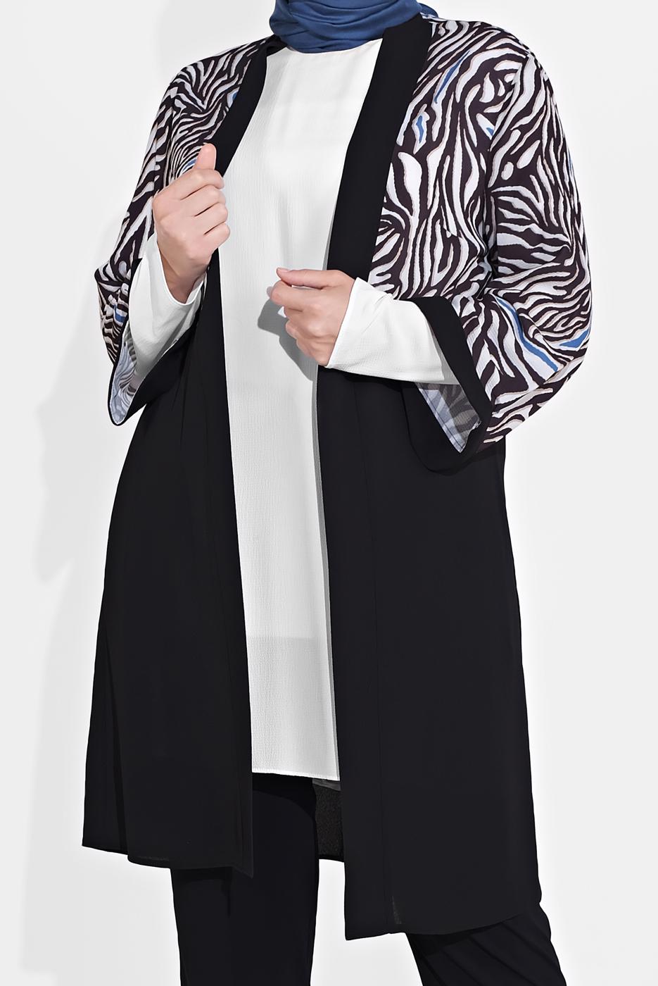 Tesettür giyim LACİVERT ZEBRA DESENLİ 2&prime;Lİ TUNİK 2873 