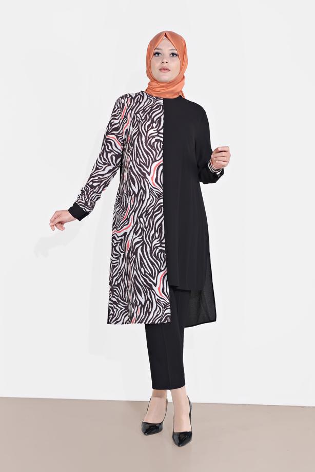 Vêtements hijab ROUGE ALVINA TUNIQUE IMPRIMÉE 2874 - TRENDTESETTÜR