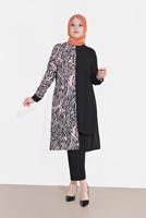 Tesettür giyim KIRMIZI ALVİNA MİX DESEN TUNİK 2874