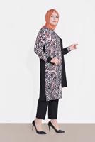 Tesettür giyim KIRMIZI ALVİNA MİX DESEN TUNİK 2874