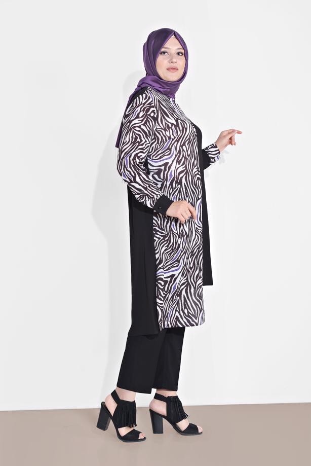 Vêtements hijab POURPRE ALVINA TUNIQUE IMPRIMÉE 2874 - TRENDTESETTÜR