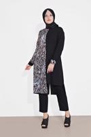 Tesettür giyim LACİVERT ALVİNA MİX DESEN TUNİK 2874