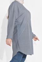 Tesettür giyim LACİVERT ÇİZGİLİ TUNİK 2876