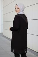 Tesettür giyim SİYAH ALVİNA SİM DETAYLI TUNİK T 2881