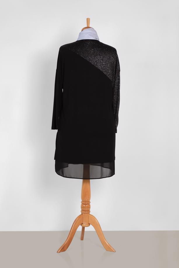 Vêtements hijab NOIR ALVINA TUNIQUE EN BRILLANTE 2881 - TRENDTESETTÜR