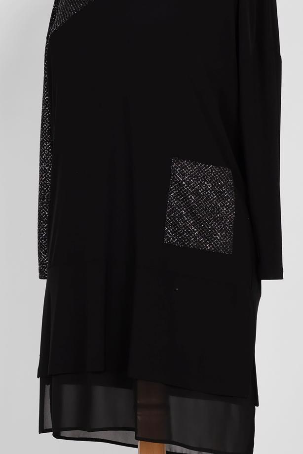 Vêtements hijab NOIR ALVINA TUNIQUE EN BRILLANTE 2881 - TRENDTESETTÜR