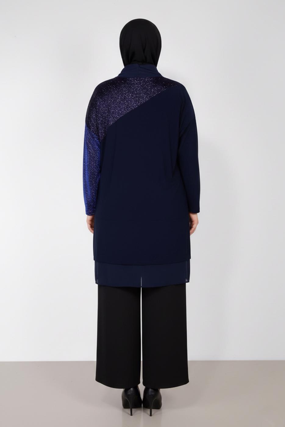 Vêtements hijab BLEU MARINE ALVINA TUNIQUE EN BRILLANTE T 2881