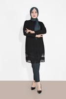 Hijab clothing BLACK ALVINA LACE-HEM TUNIC 2888 