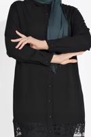 Hijab clothing BLACK ALVINA LACE-HEM TUNIC 2888 