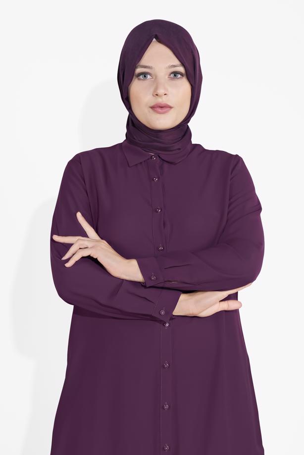 Vêtements hijab POURPRE ALVINA TUNIQUE OURLET À BRODÉE 2888  - TRENDTESETTÜR