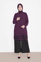 Vêtements hijab POURPRE ALVINA TUNIQUE OURLET À BRODÉE 2888 