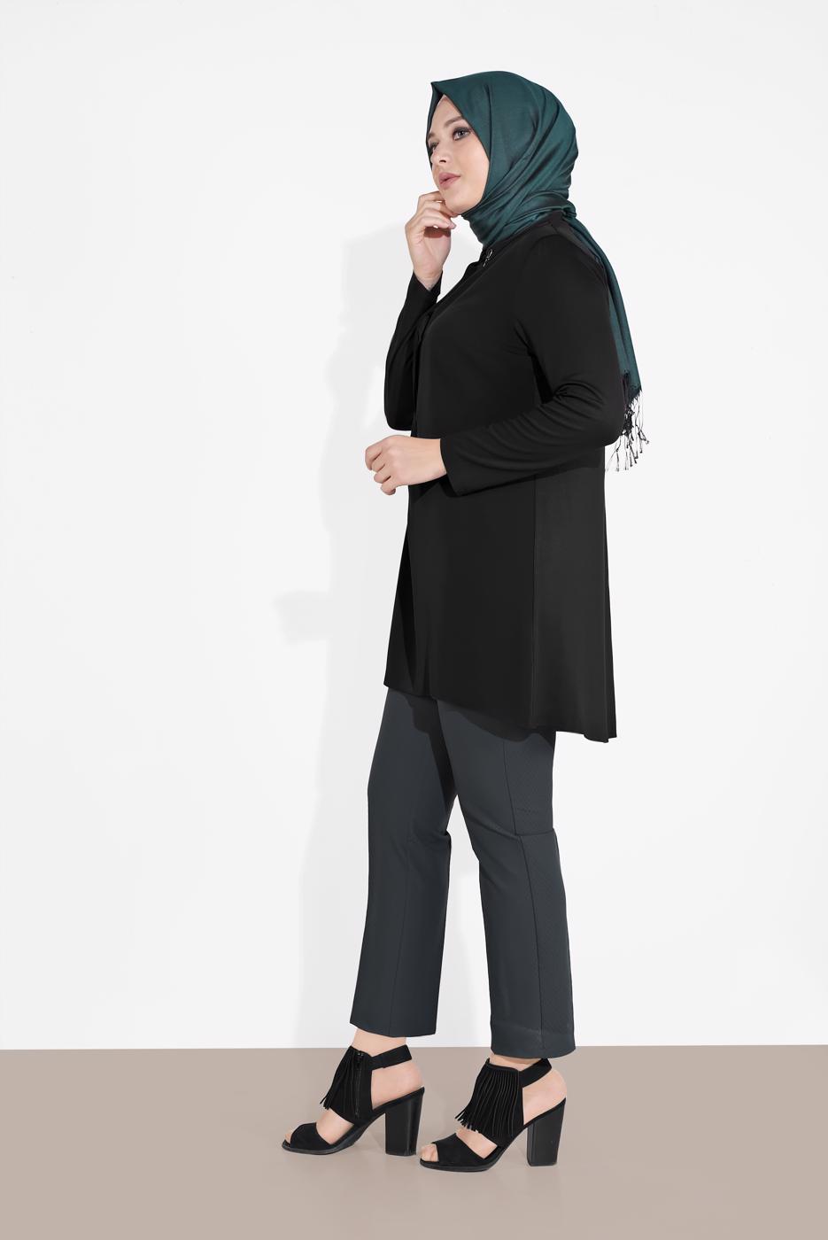 Vêtements hijab NOIR ALVINA TUNIQUE AVEC BROCHE 2891