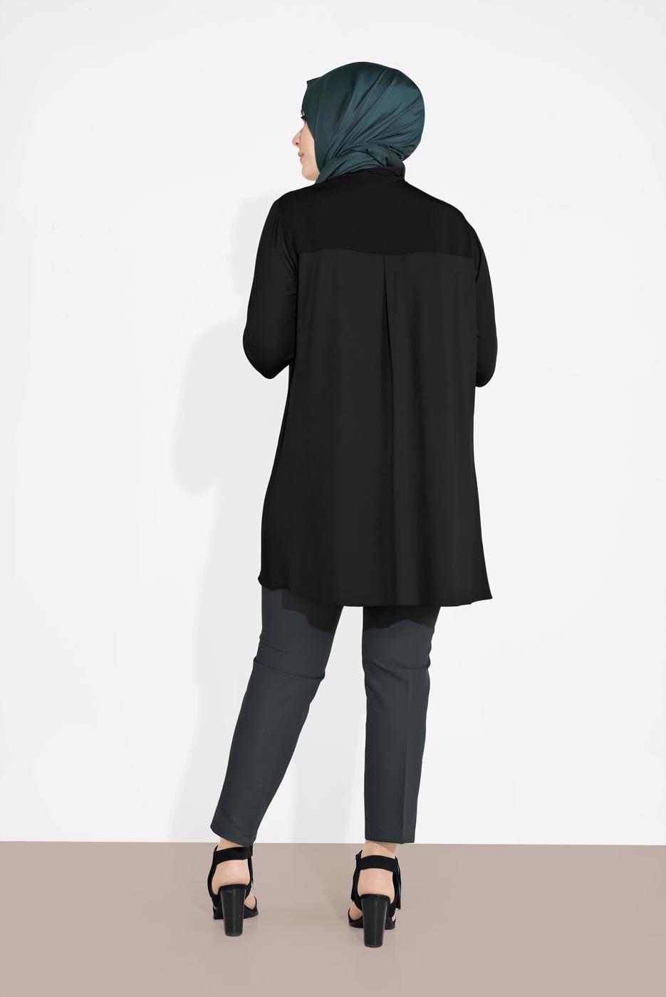 Vêtements hijab NOIR ALVINA TUNIQUE AVEC BROCHE 2891