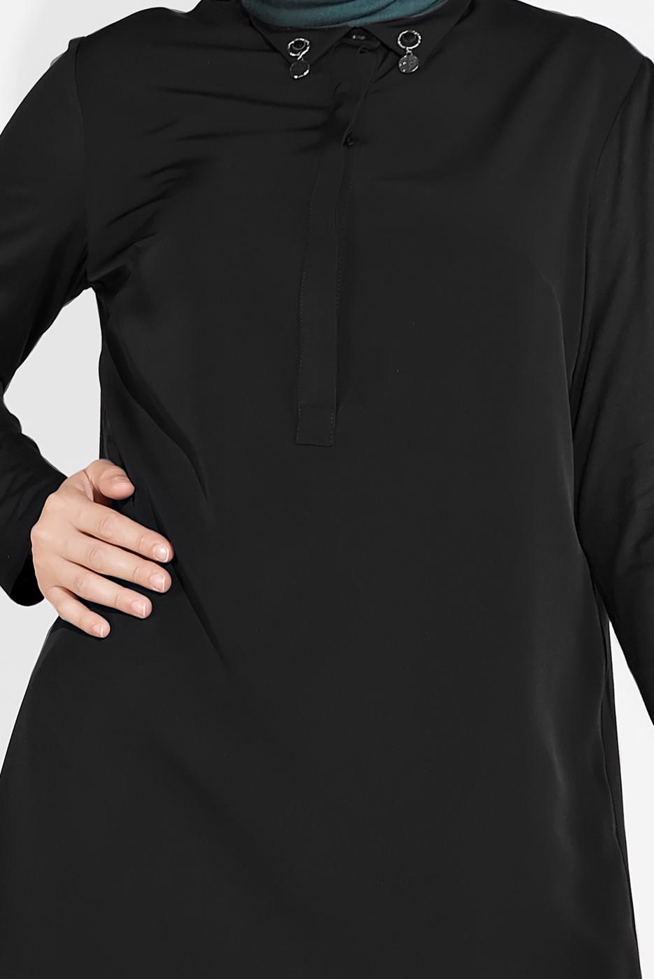 Vêtements hijab NOIR ALVINA TUNIQUE AVEC BROCHE 2891