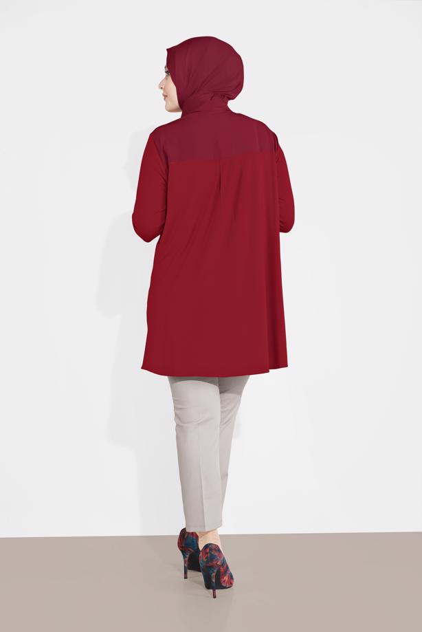 Vêtements hijab ROUGE BORDEAUX ALVINA TUNIQUE AVEC BROCHE 2891 - TRENDTESETTÜR