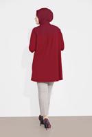 Tesettür giyim BORDO ALVİNA YAKASI BROŞLU TUNİK  2891 