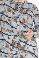 Tesettür giyim MAVİ LEOPAR DESENLİ YIRTMAÇLI TUNİK T 2895