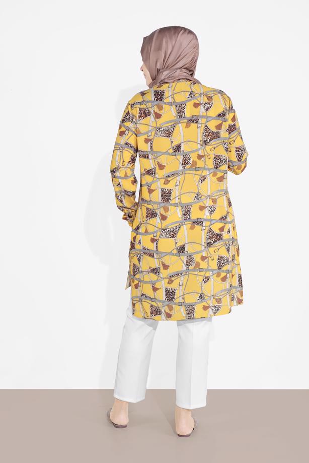 Vêtements hijab JAUNE TUNIQUE MOTIF LÉOPARD T 2895 - TRENDTESETTÜR