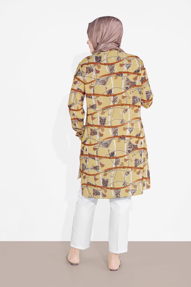 Vêtements hijab BRUN TUNIQUE MOTIF LÉOPARD T 2895 - TRENDTESETTÜR