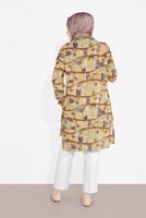 Tesettür giyim KAHVE LEOPAR DESENLİ YIRTMAÇLI TUNİK T 2895