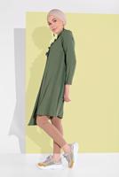 Tesettür giyim HAKİ HAKİM YAKA ASİMETRİK KESİM TUNİK 3065