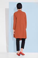 Tesettür giyim KAHVE HAKİM YAKA ASİMETRİK KESİM TUNİK 3065