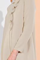 Tesettür giyim BEJ HAKİM YAKA ASİMETRİK KESİM TUNİK 3065