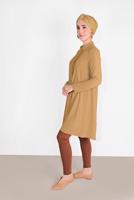 Tesettür giyim TURUNCU HAKİM YAKA ASİMETRİK KESİM TUNİK 3065