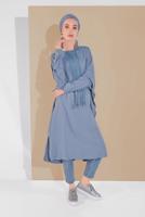 Tesettür giyim MAVİ PÜSKÜLLÜ TUNİK 3212 