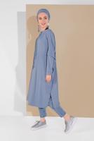 Tesettür giyim MAVİ PÜSKÜLLÜ TUNİK 3212 