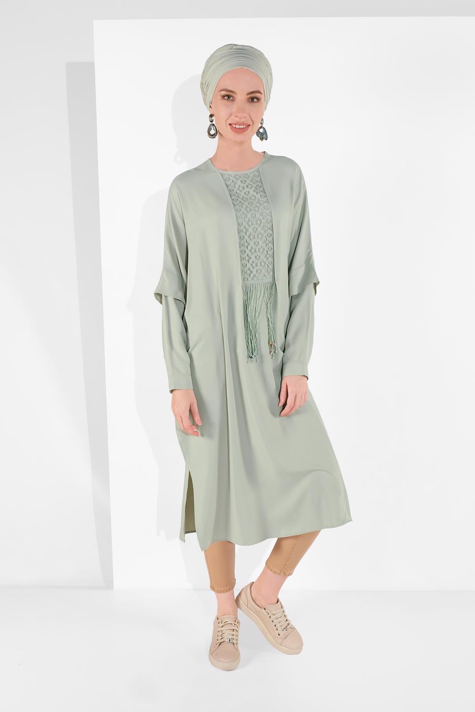 Tesettür giyim KAHVE PÜSKÜLLÜ TUNİK 3212 