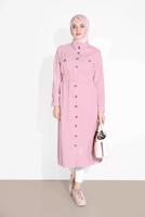 Hijab clothing POWDER BUTTON TRIMMED BELTED TUNIC 3375